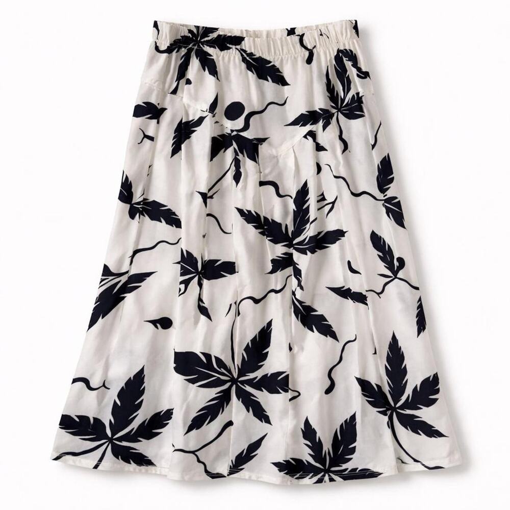 Basque Waist Vintage Floral By Krush black white skirt cruise tropical palm tree